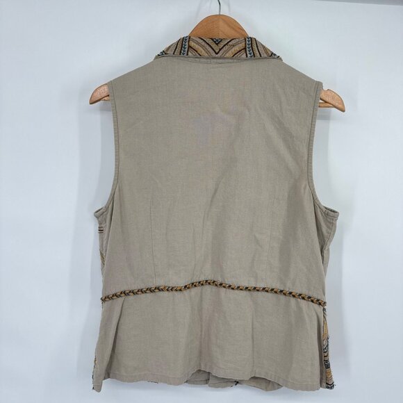 Coldwater Creek Embroidered Linen & Rayon Vest boho  Womens Size 14 - Picture 9 of 12